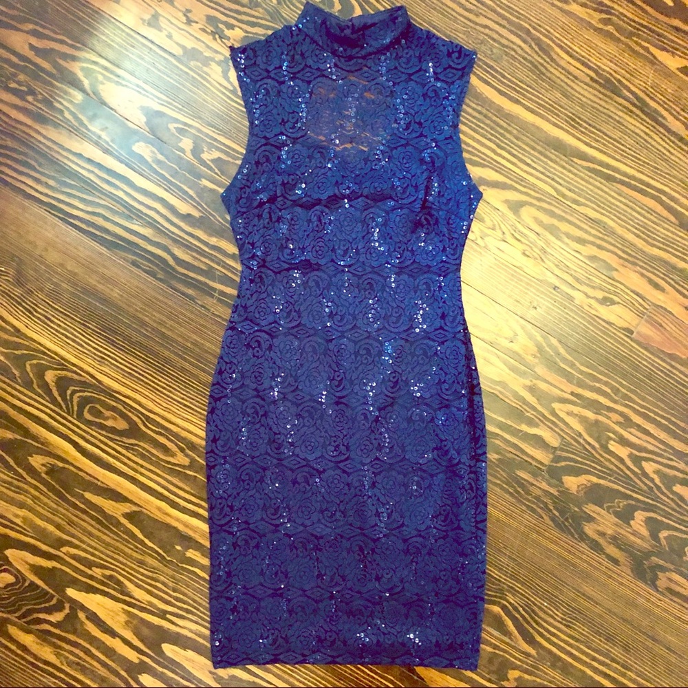 🟢[B. Darlin][Dillards] Embellished Lace Mock Neck Sheath Dress - Picture 2 of 11